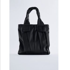 Zara flat pleated shopper bag